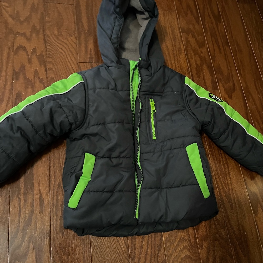 Kids Puffer Jacket - Black and Green